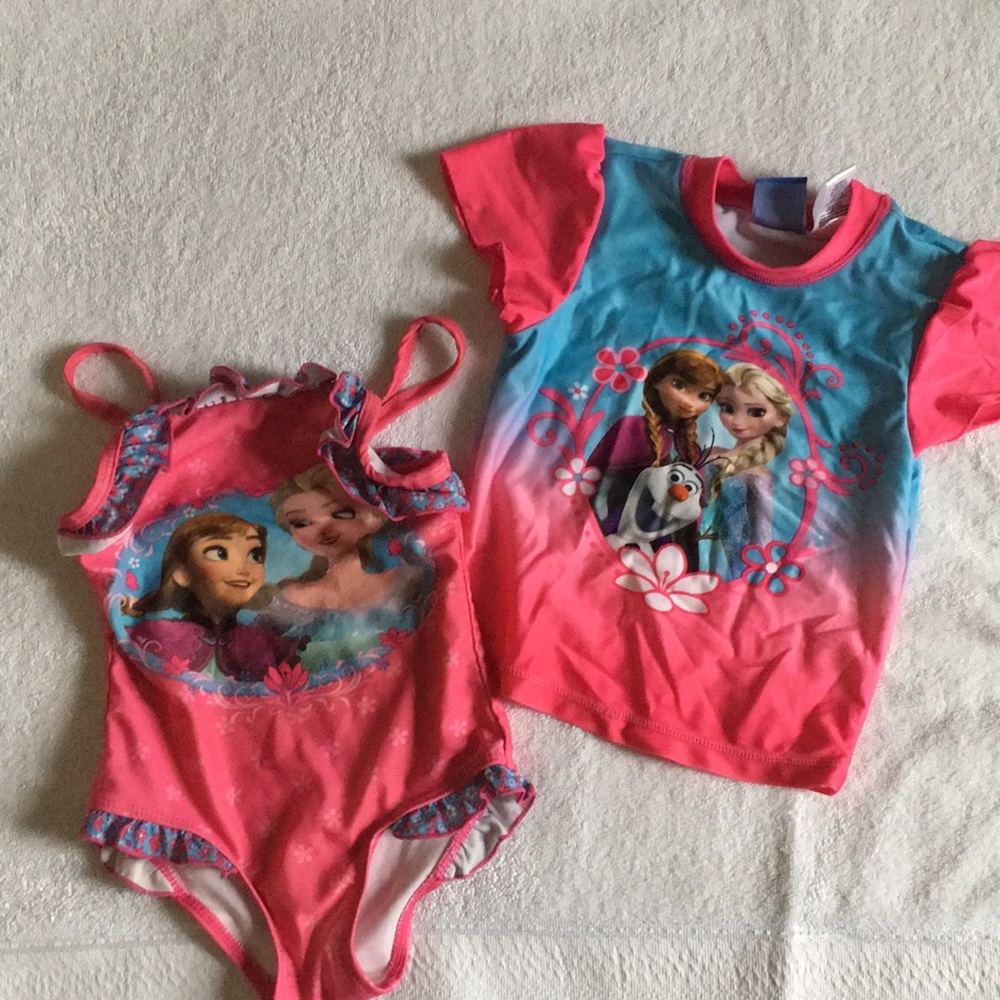 Disney frozen bathing suit and swim top